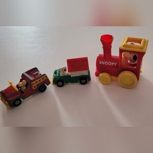 3 Vintage 1958 Snoopy die cast  truck & train
